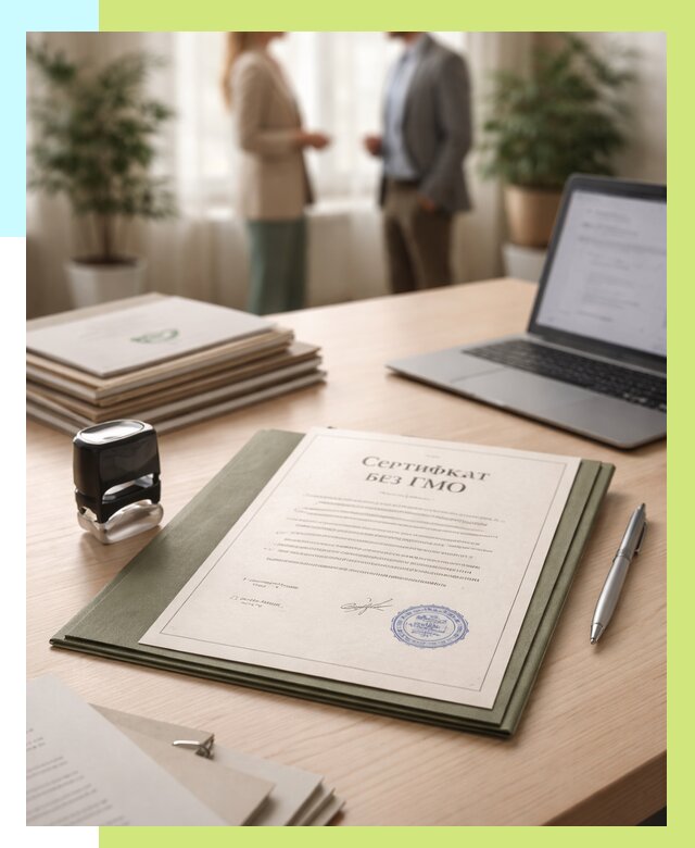 Сертификат без ГМО в Бердске от 7809 р. оформить срочно Алешин-Брд